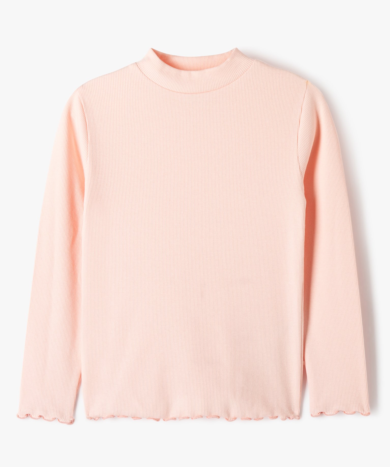 Tee-shirt à manches longues en maille ctelée fille rose | GEMO