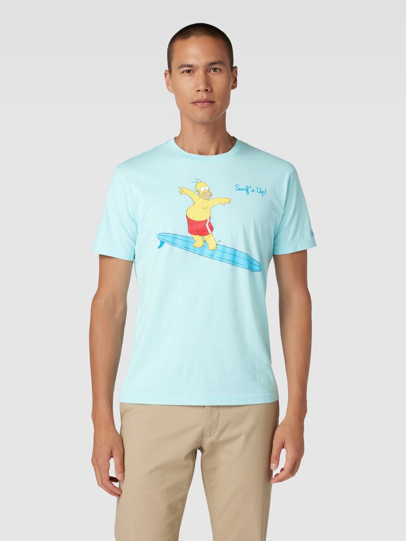 T-Shirt mit The Simpsons®-Print in aqua blau