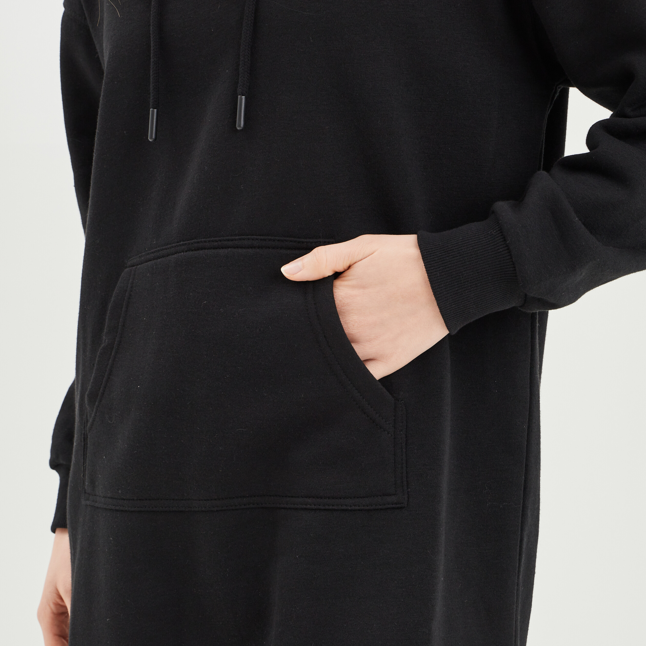 Robe sweat à capuche noir femme | La Halle