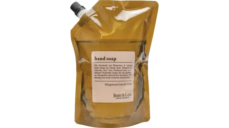Jean&Len Handseife Pfingstrose & Litschi Nachfüllbeutel 500 ml