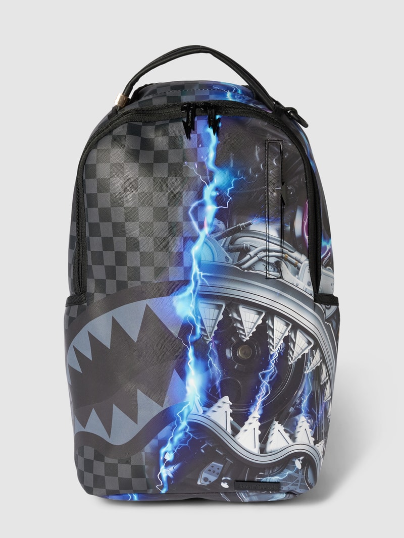 Rucksack mit Allover-Print Modell 'SHARKINATOR' in schwarz