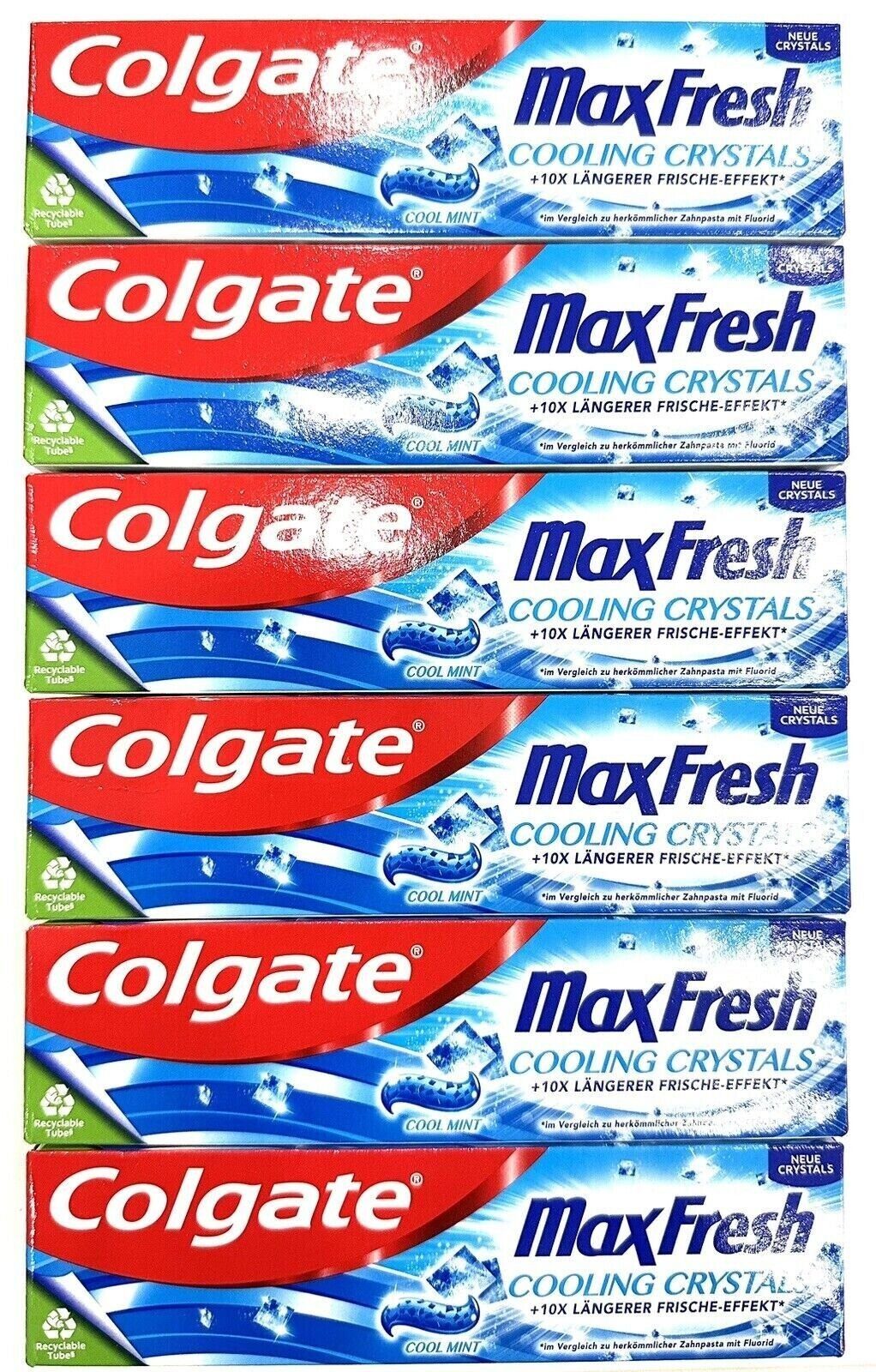 Colgate Zahnpasta 6 Stck.Colgate Zahnpasta Max Fresh Cooling Crystals 6 x 75 ml, (6-St)