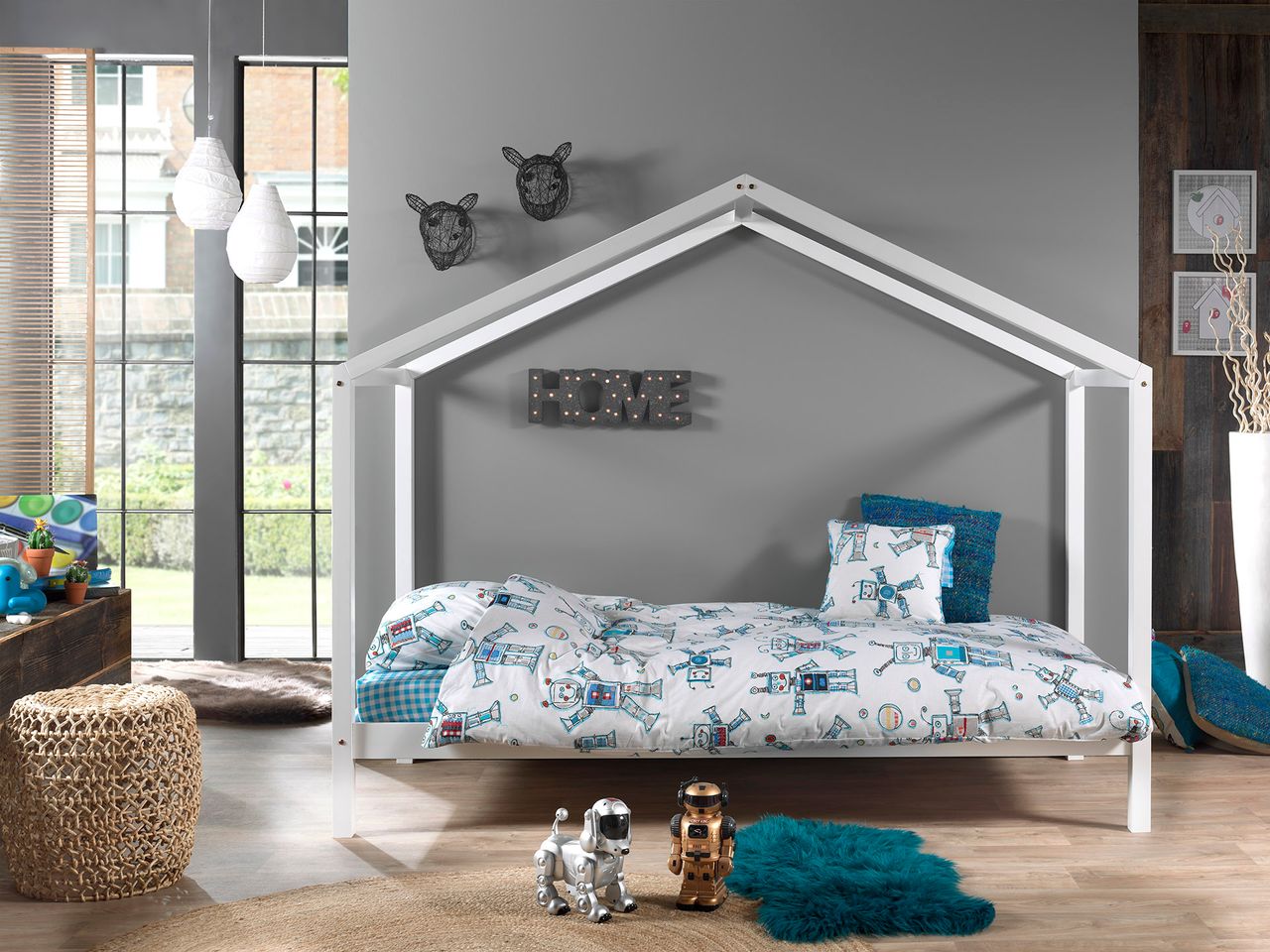 VIPACK Dallas 3 Hausbett 90 x 200 cm Liegefläche, Weiß