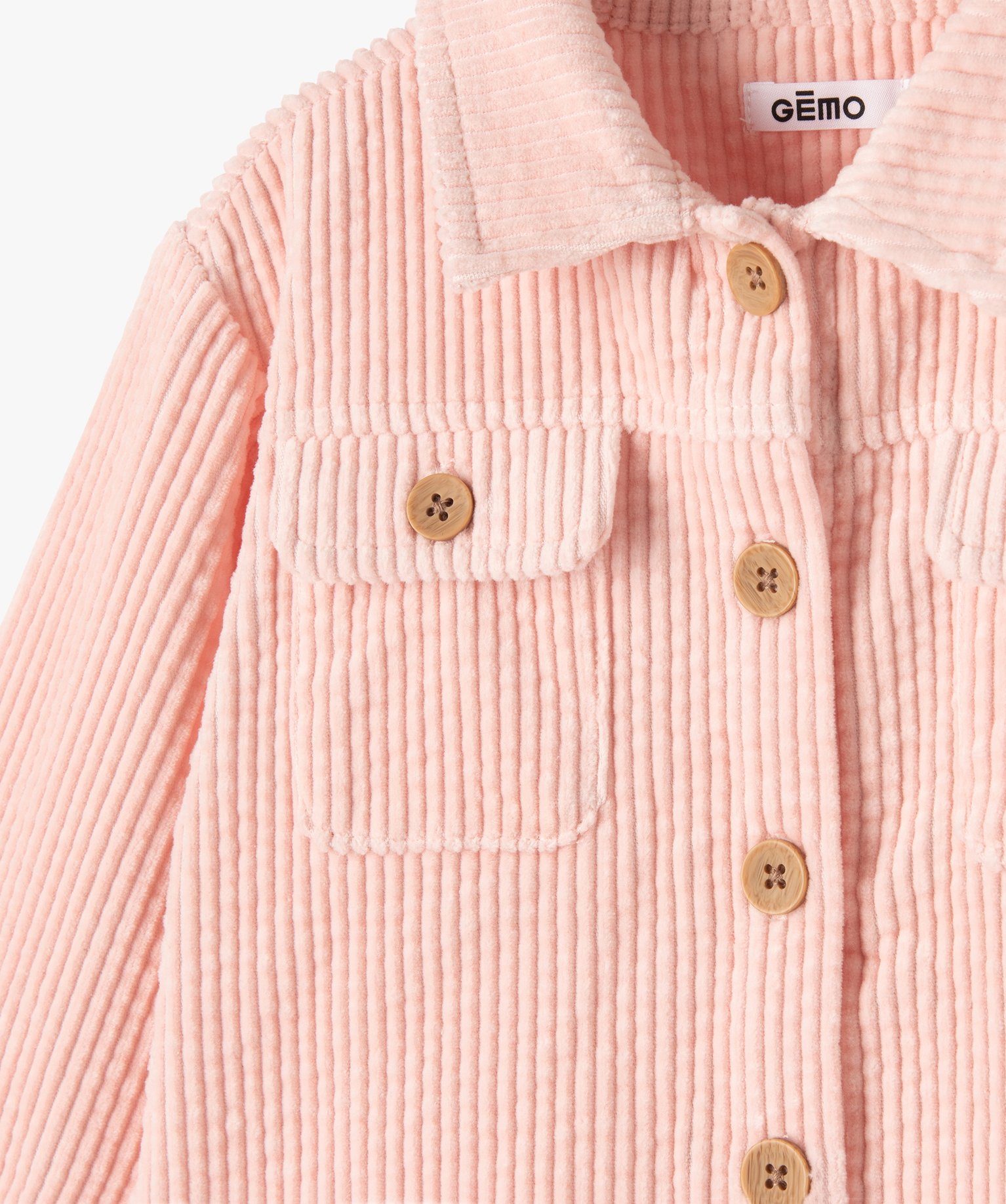 Chemise bébé fille en velours à grosses ctes rose | GEMO