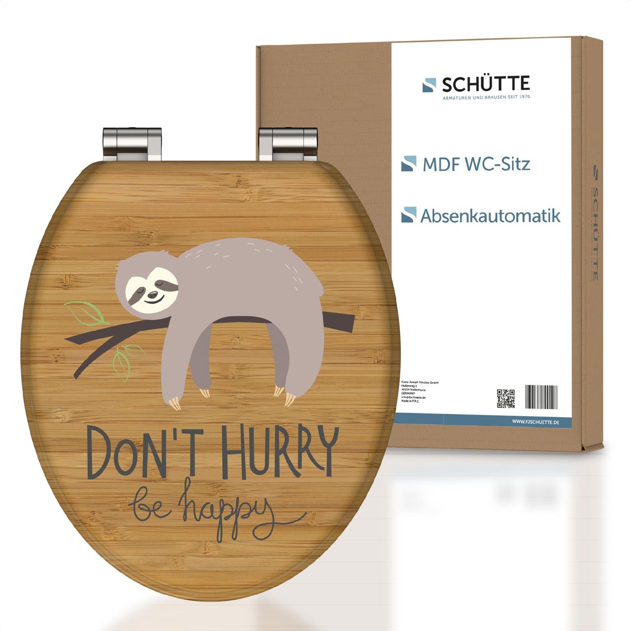 Schütte MDF WC Sitz DONT HURRY Toilettendeckel mit Absenkautomatik, Holzkern