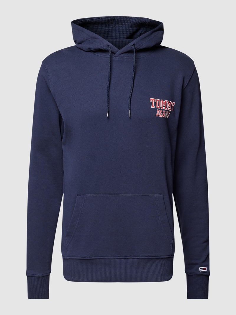 Hoodie mit Label-Print Modell 'ENTRY' in dunkelblau