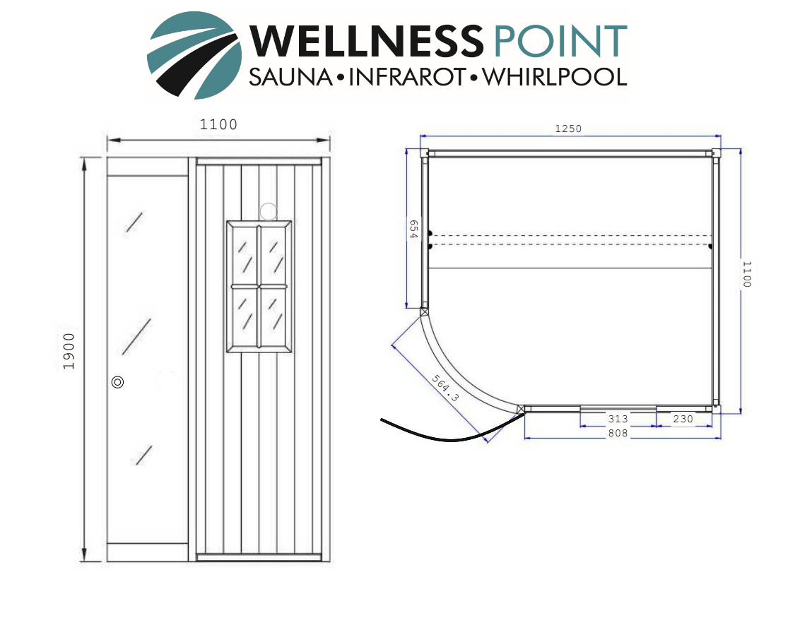 PureHaven Infrarotsauna 125x110x190 cm für 2 Personen kombiniert mit Saunaofen aus kanadischem Hemlockholz energiesparend Saunasteine