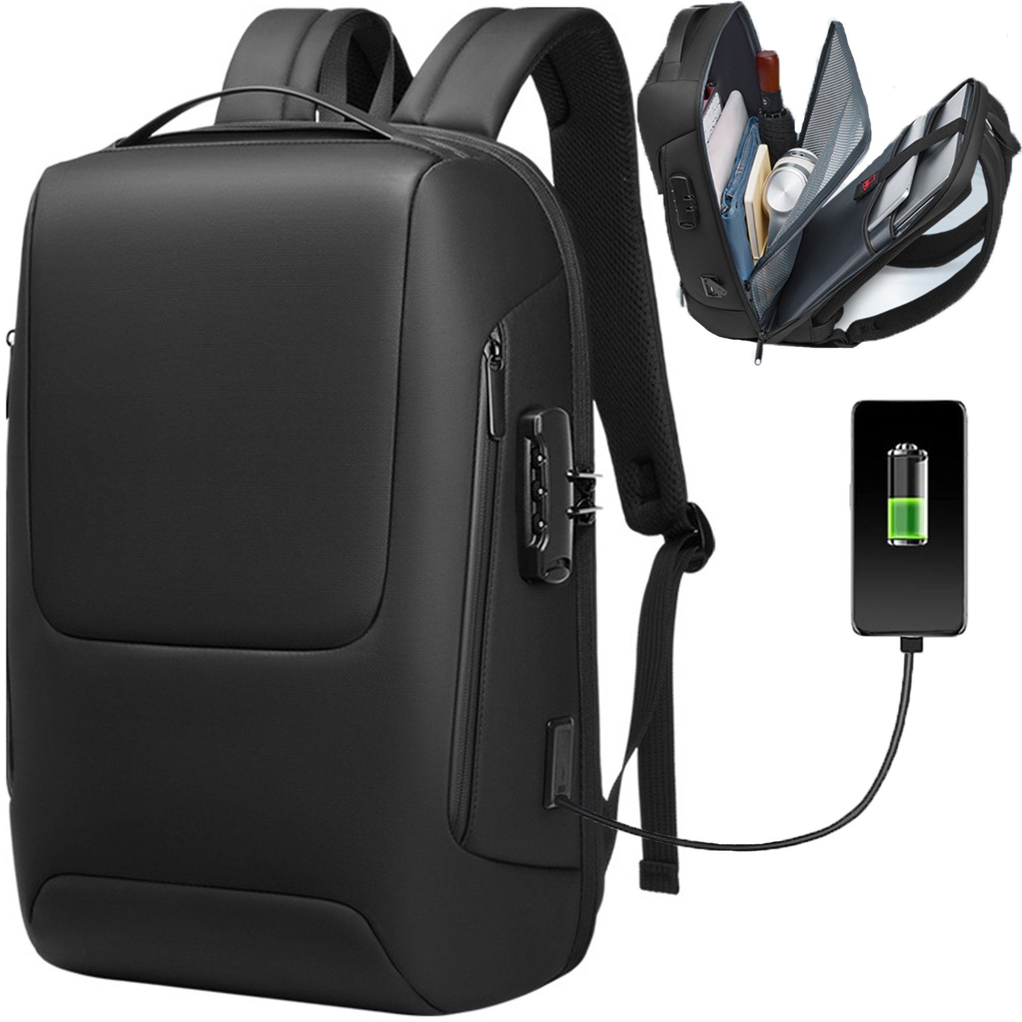 Mutoy Notebook-Rucksack Rucksack Herren,Großer Laptop Rucksack 17 Zoll,Schulrucksack (Großer Laptop Rucksack 17 Zoll, Schulrucksack Laptoptasche mit USB Ladeanschluss,Anti Diebstahl,Business,Arbeit,Reisen), Rucksack für Teenager Notebook College,Herr