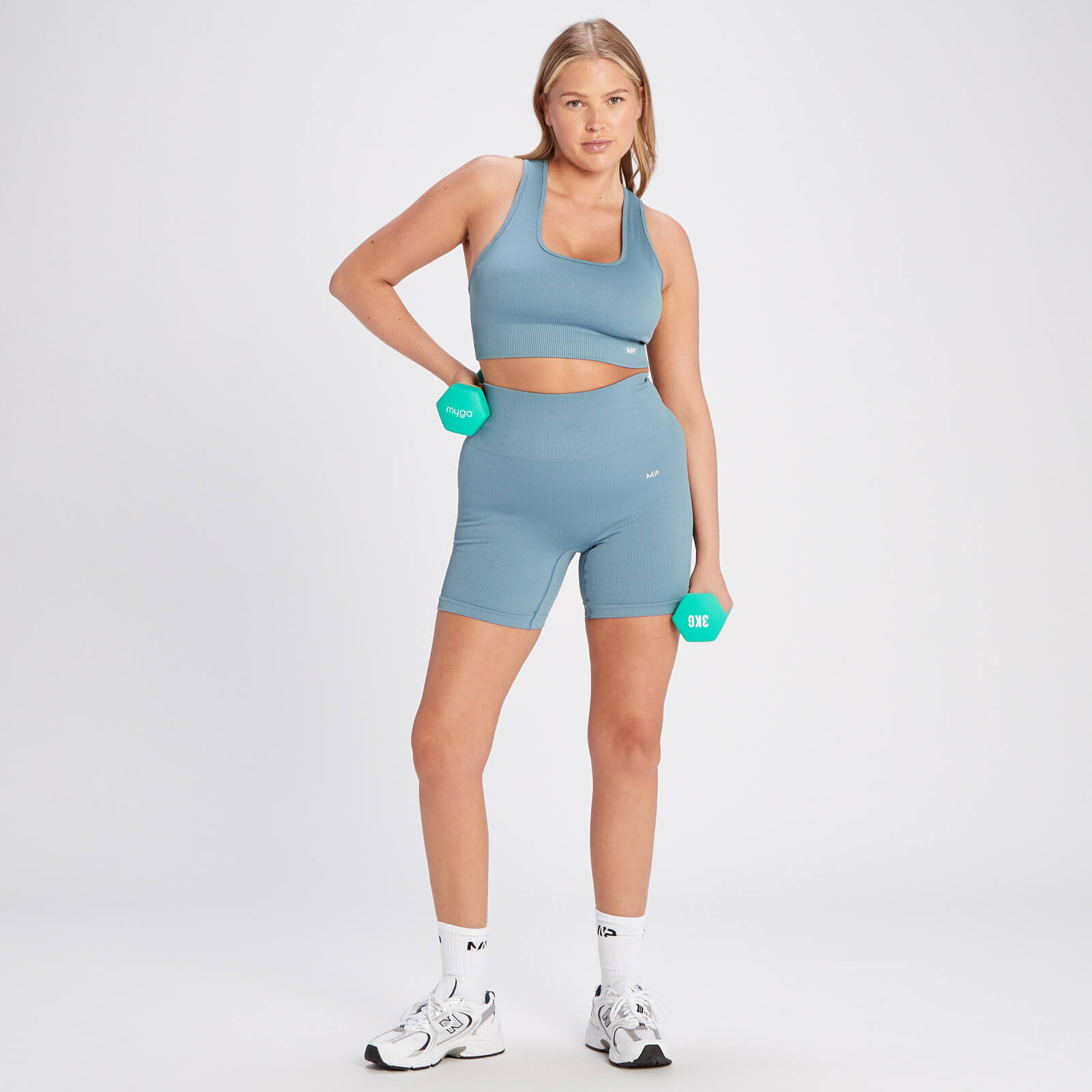 Short côtelé sans coutures MP Tempo pour femmes – Bleu gris