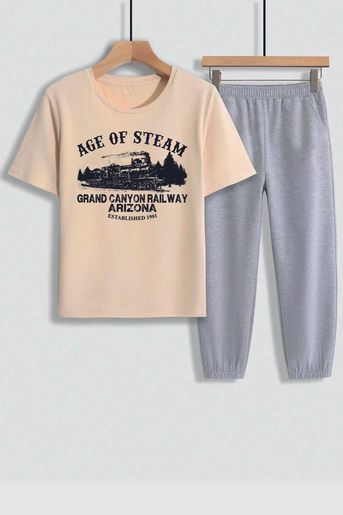 uyguntarz  Sport-Sweatsuit Set - Beige - Relaxed Fit