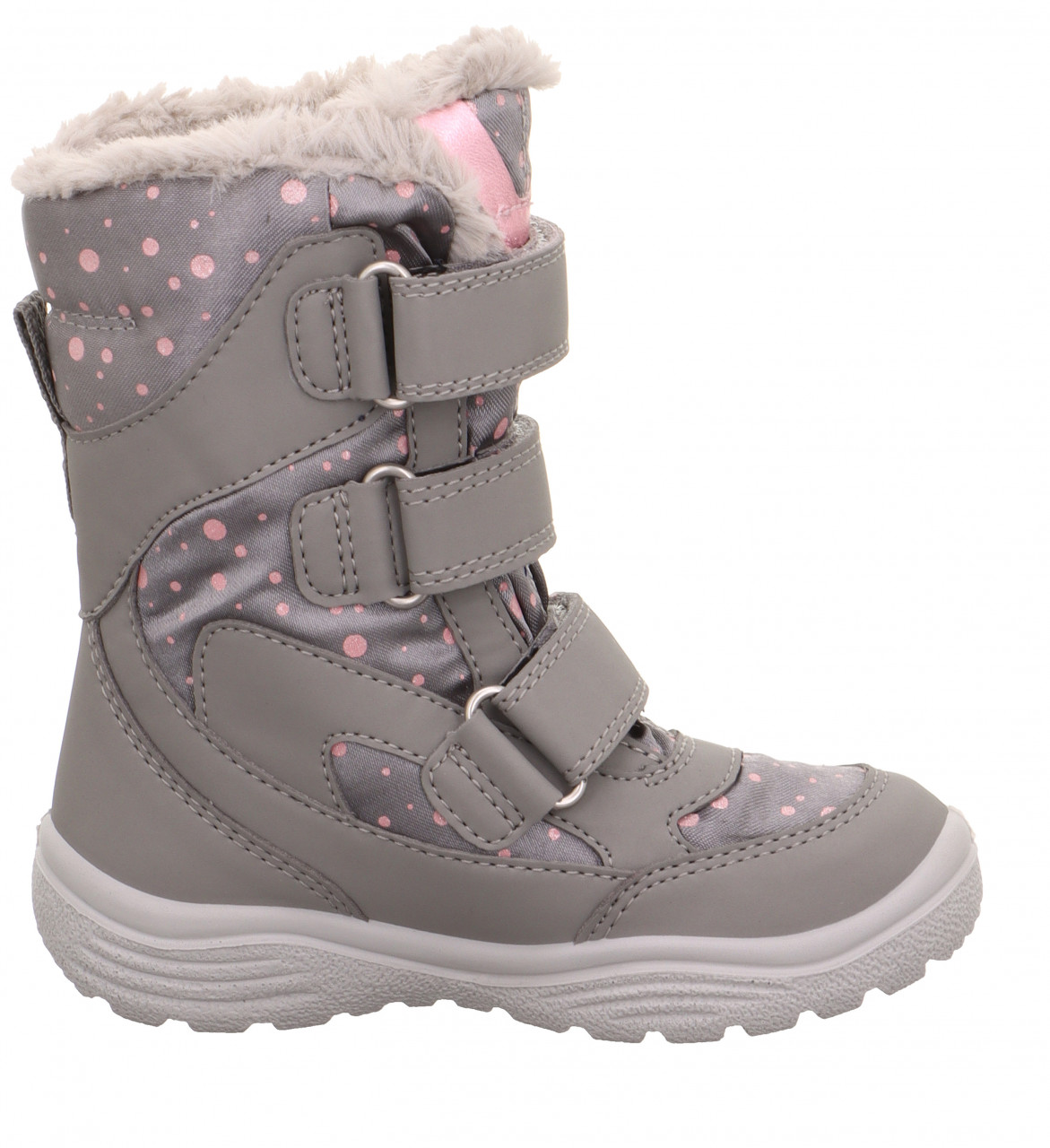 CRYSTAL - Hellgrau/Rosa Stiefel mit Klettverschluss