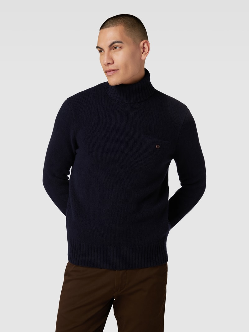 Strickpullover mit Rollkragen in marineblau