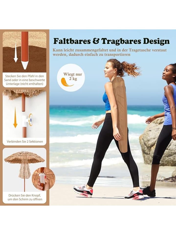 COSTWAY Sonnenschirm Strohschirm in Beige günstig kaufen onesize