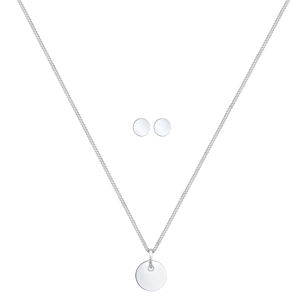 Elli Elli Ensemble de Bijoux Collier Bouchon Cercle Argent 925 Bijoux