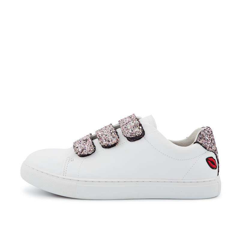 Baskets en cuir Edith blanc/glitter or rose