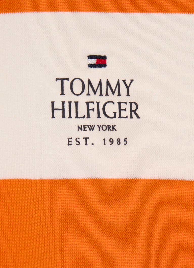 Pulover cu dungi și logo Tommy Hilfiger