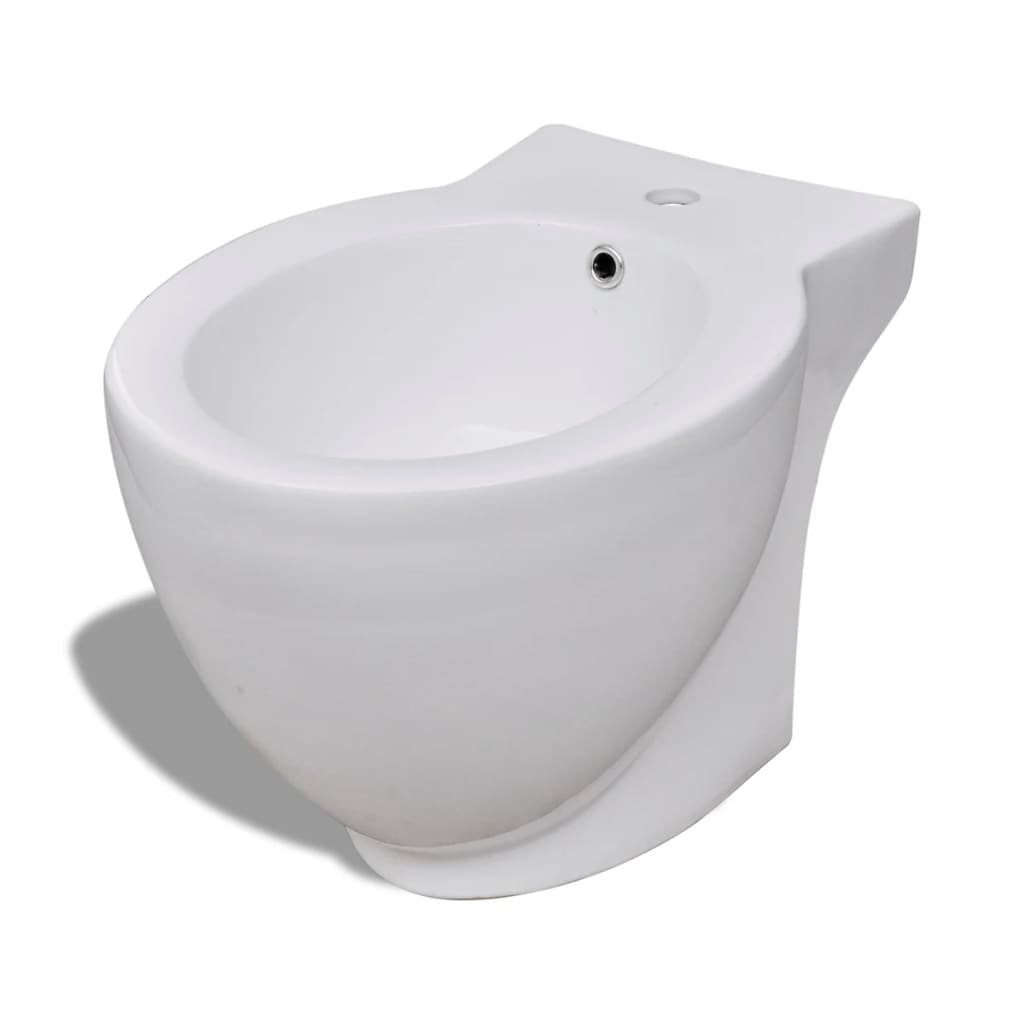 vidaXL Bidet Runder Bidetständer Weiß Hochwertige Keramik