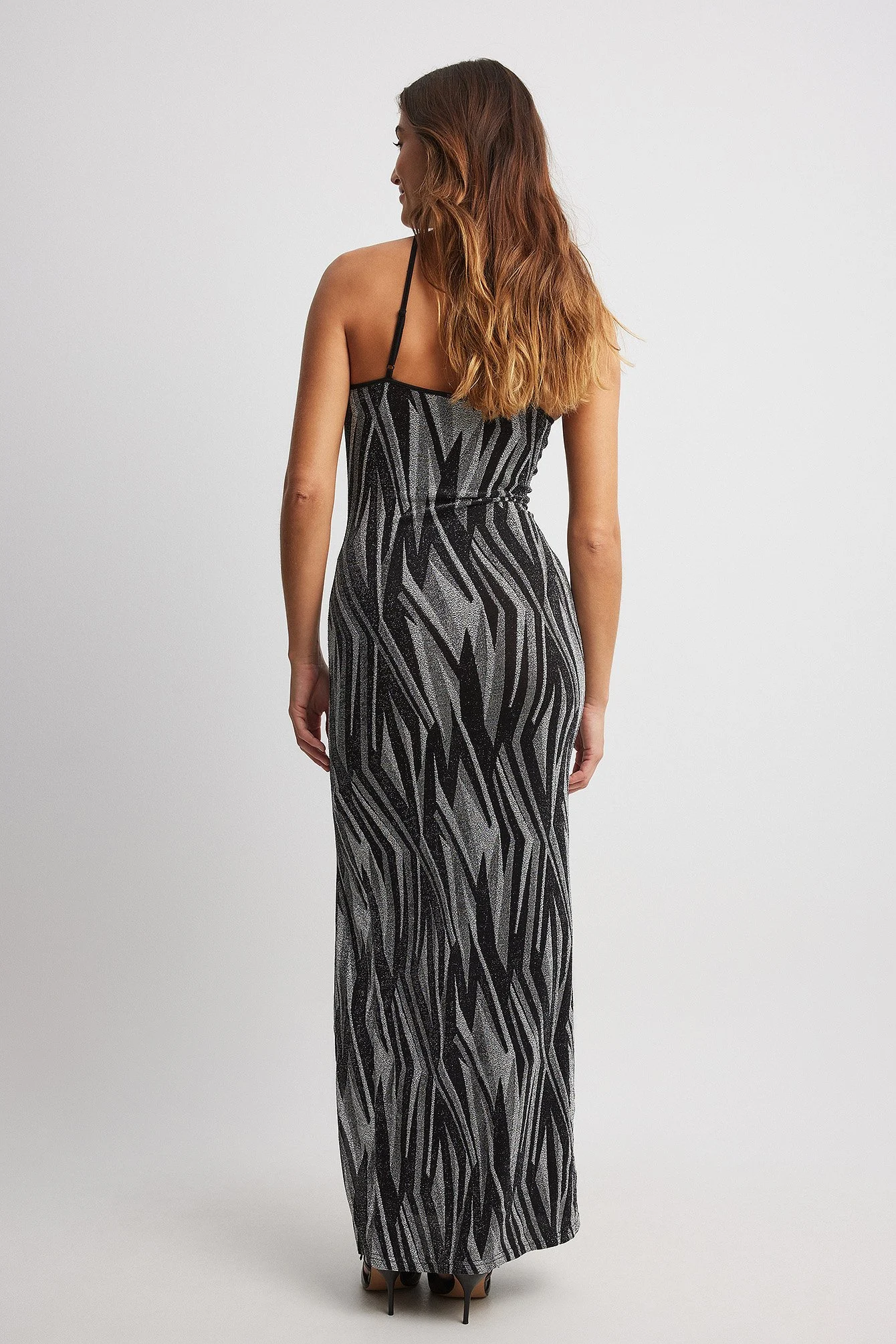 Jacquard-Maxikleid mit Glitzer