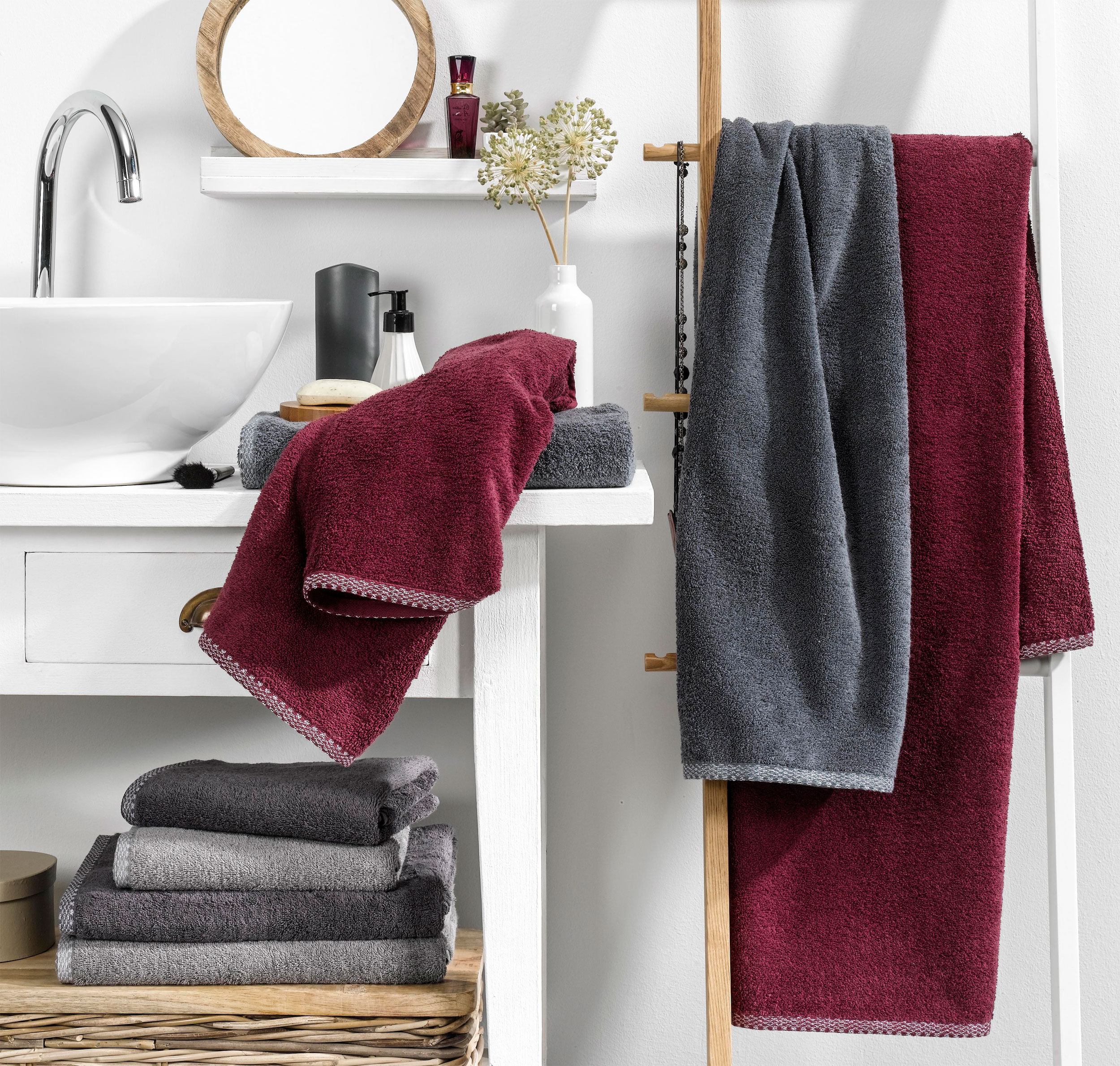VOSSEN4er Set flanell/burgundy