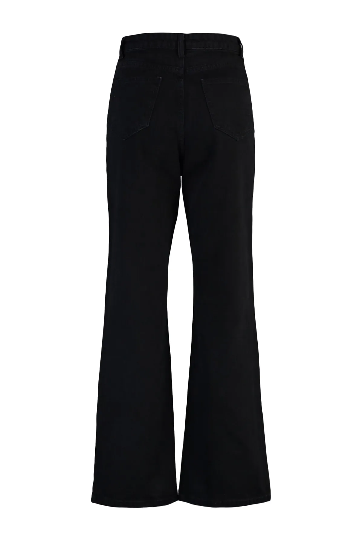 Trendyol Collection  Schwarze zerrissene Jeans mit hoher Taille und weitem Bein TWOAW22JE0251