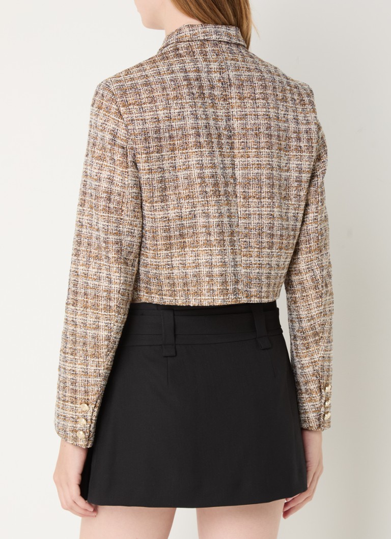 Maje cropped blazer with lurex and patch pockets
