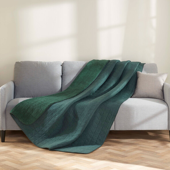 Teddy Fleece Decke, grün