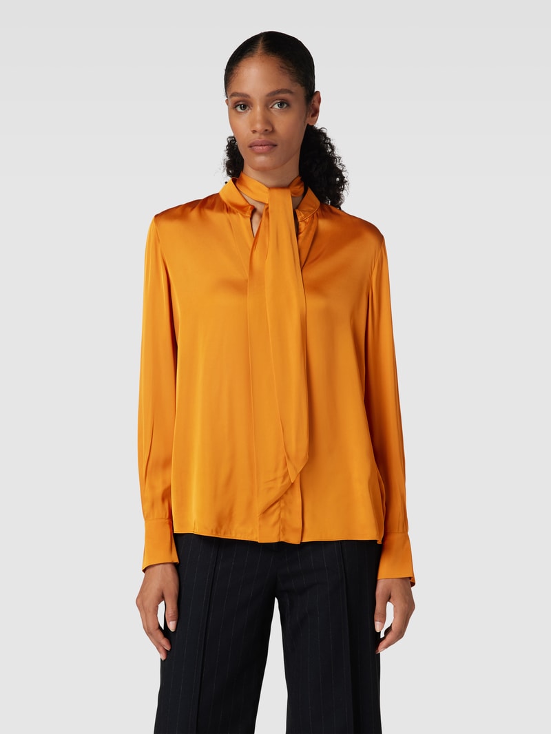 Bluse aus reiner Viskose mit Halstuch in orange