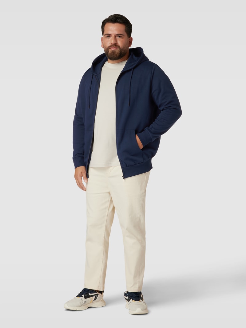 PLUS SIZE Sweatjacke mit Kapuze Modell 'BASIC' in marineblau
