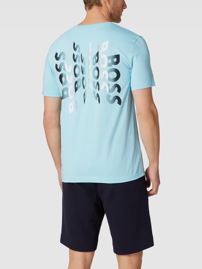 T-Shirt mit Label-Print Modell 'Tee 7' in hellblau