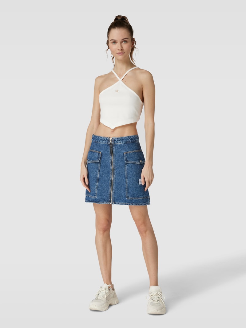 Jeansrock mit Label-Patch in jeans