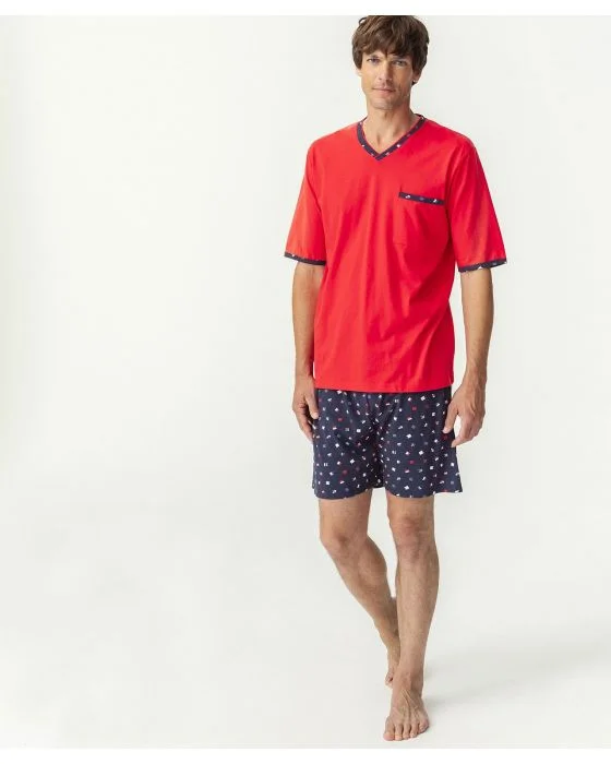 Pyjashort col V en maille jersey