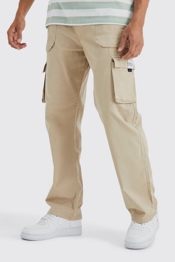 Lockere Twill Cargo-Jogginghose mit Gürtel