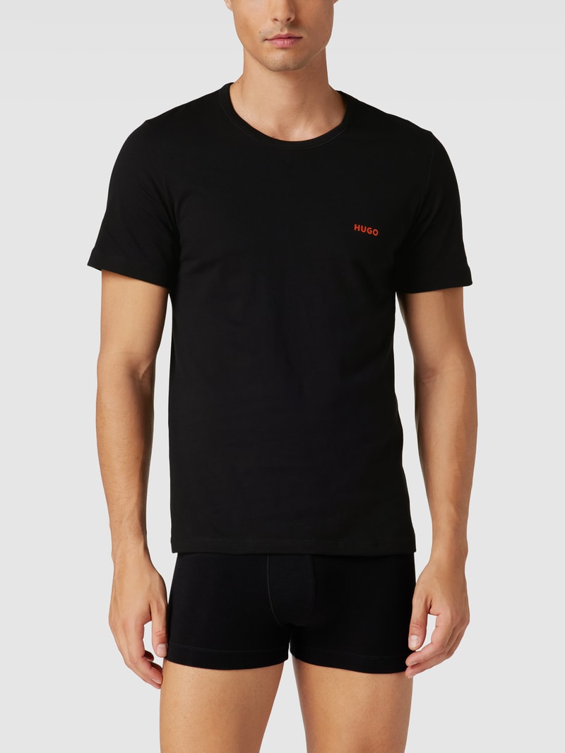 T-Shirt mit Logo-Print im 3er-Pack in schwarz