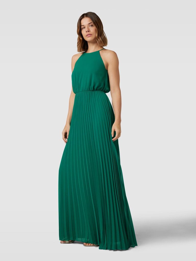 Abendkleid mit Plisseefalten in apfelgrün