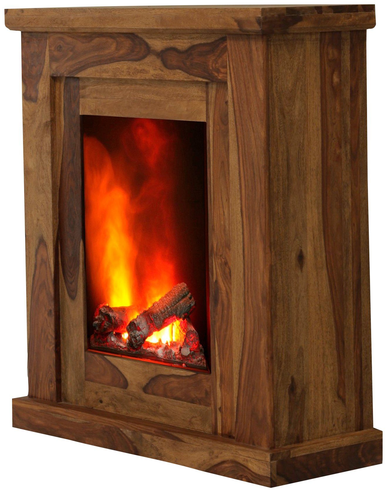 Albero Elektrokamin Mumbai, Heizung, 1000/2000 W, 3D Flammeffekt, große Maserung, Fernbedienung
