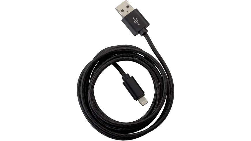 PETER JÄCKEL FASHION 1,5m USB Data Cable Black für Apple Lightning mit Sync- und Ladefunktion