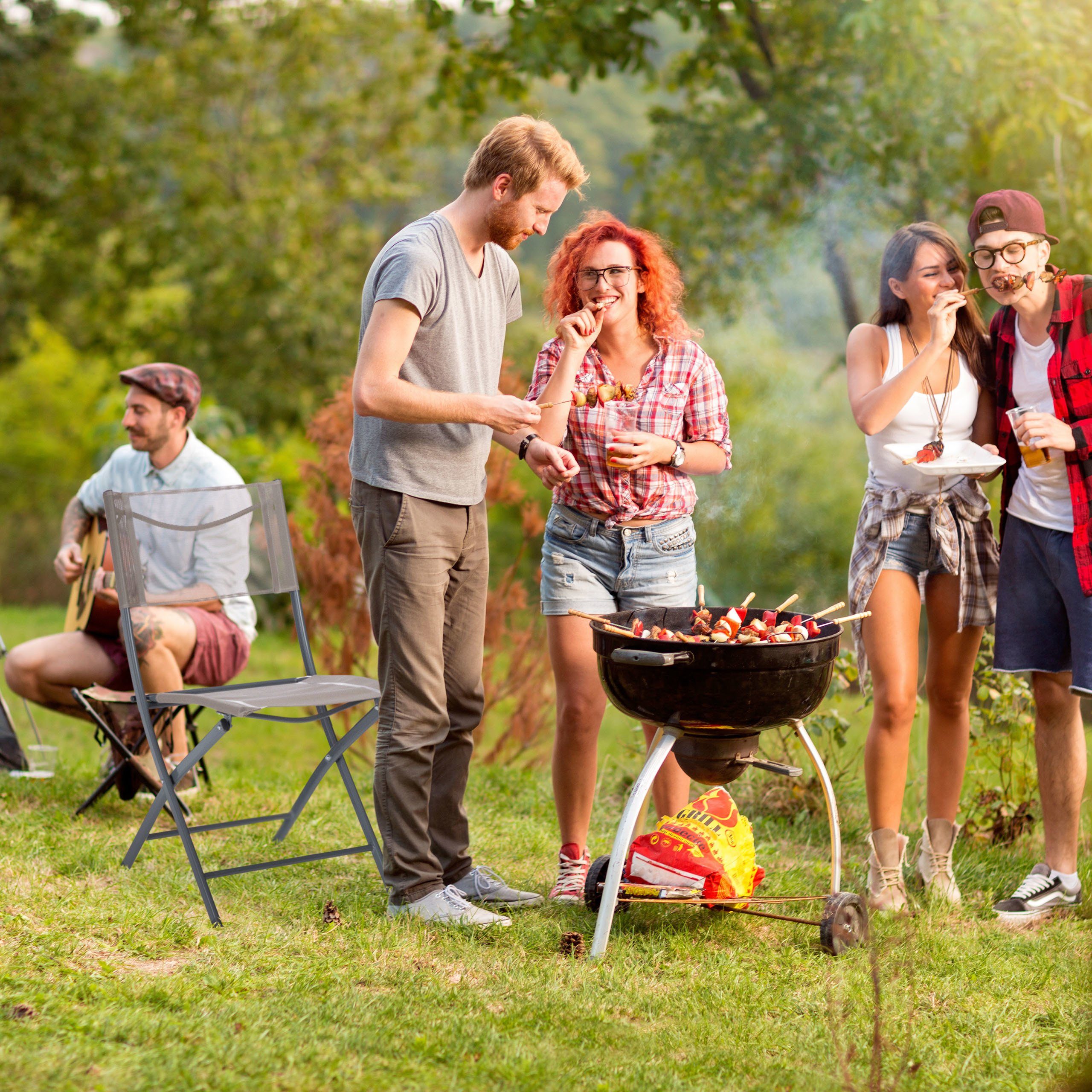 relaxdays Klappstuhl Gartenstuhl klappbar 2er Set