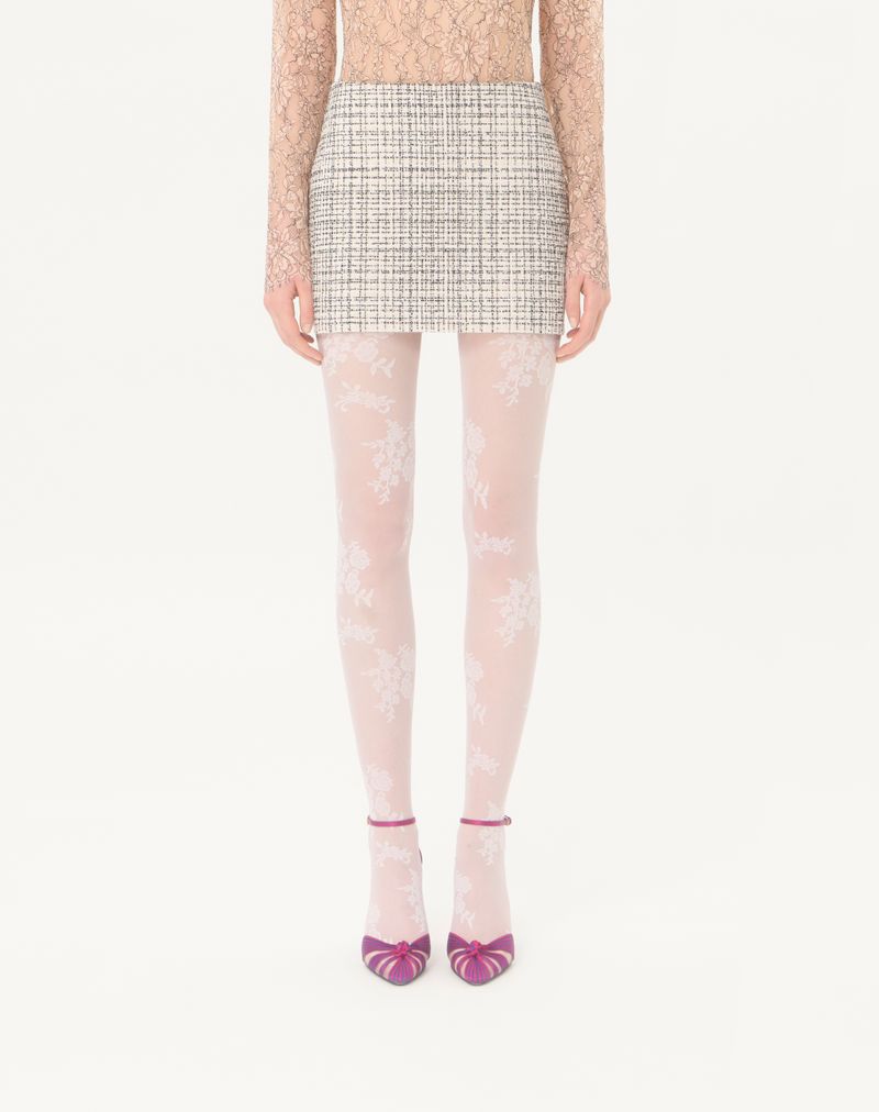 Mini-nederdel i firkantet tweed