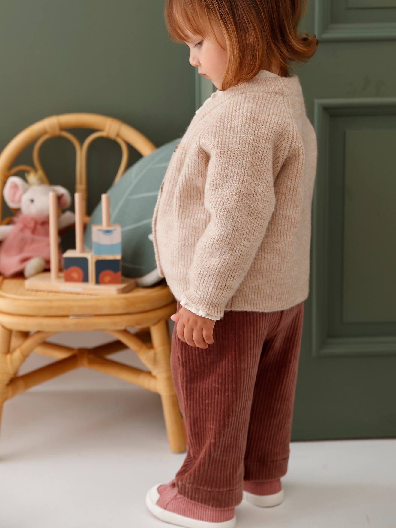 Gilet bébé en côtes perlées lilas