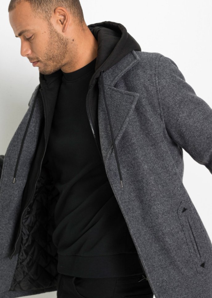 Lang-Jacke in Wolloptik