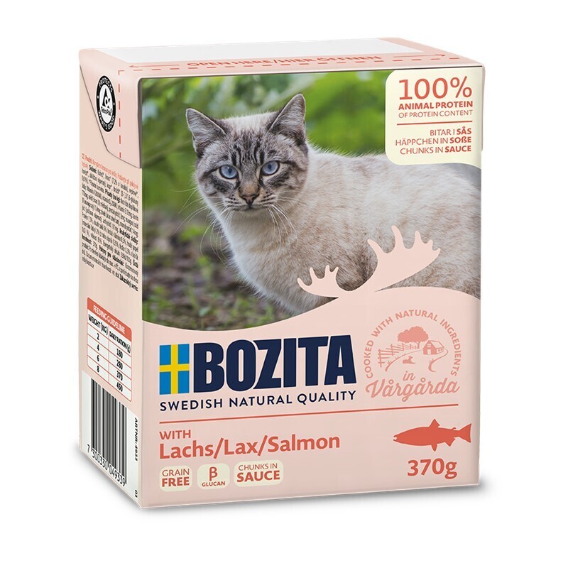 BOZITA Nassfutter BOZITA Häppchen in Soße 6x370g Lachs