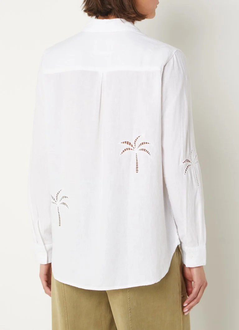 Blusa Charli da Rails em mistura de linho com bordados.