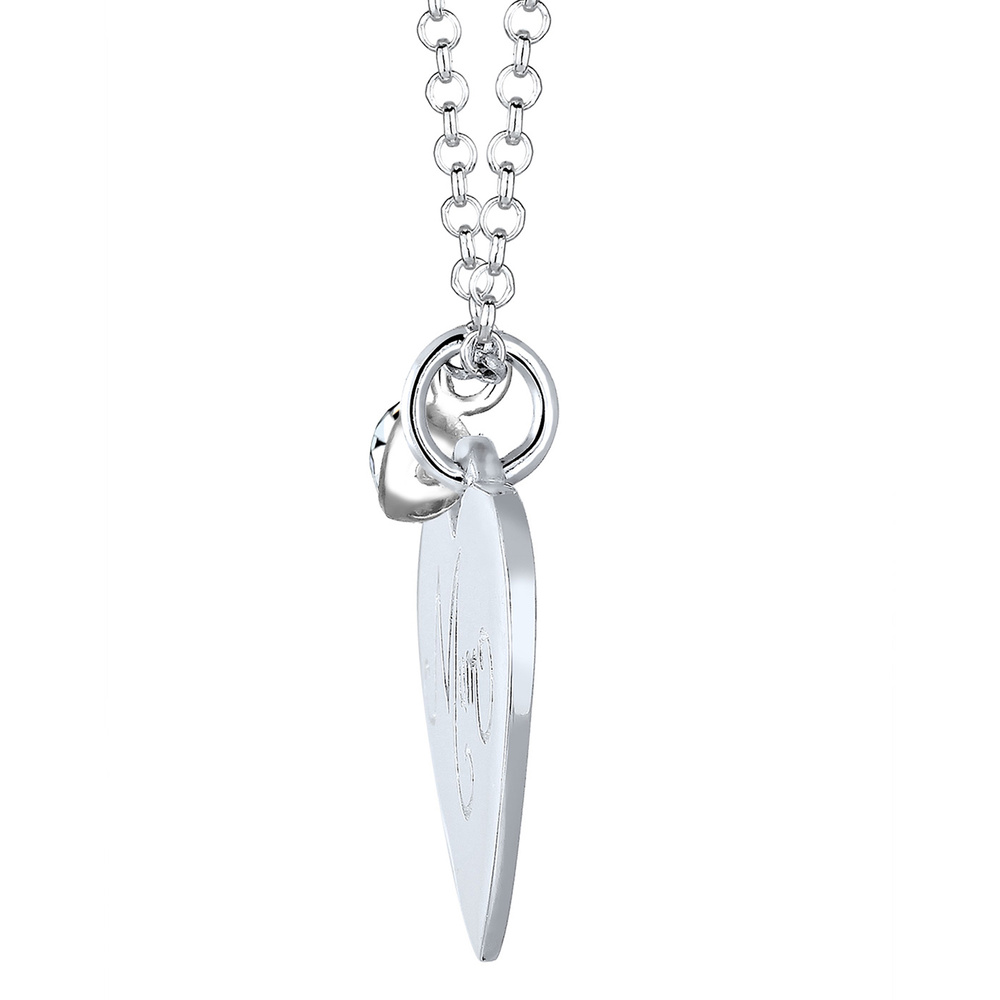 Elli Elli Collier Coeur Gravure Mum Cristaux Collier Femme - Plaqué Or Rose Argent (92 collier