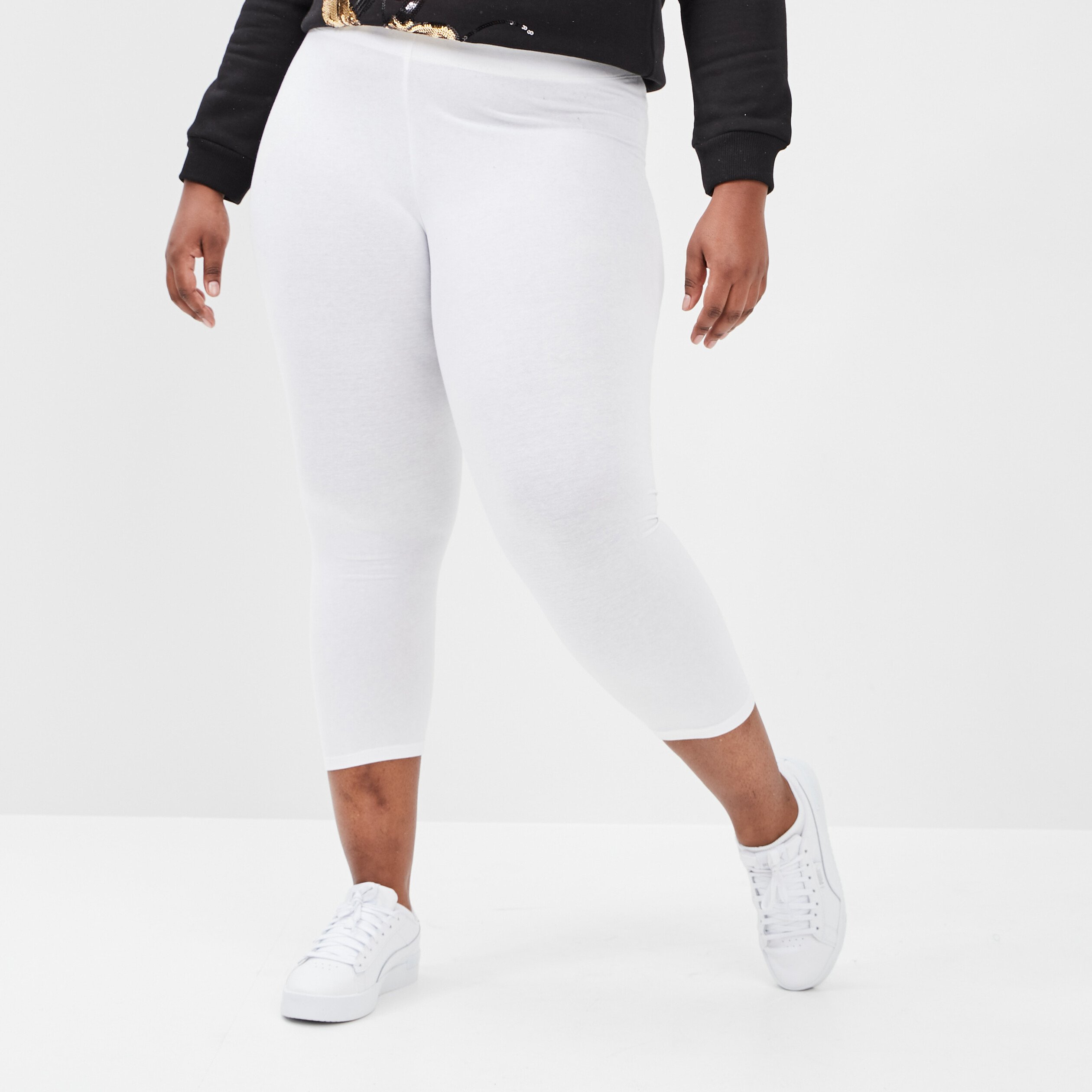 Leggings 7 8ème blanc femme grande taille | La Halle
