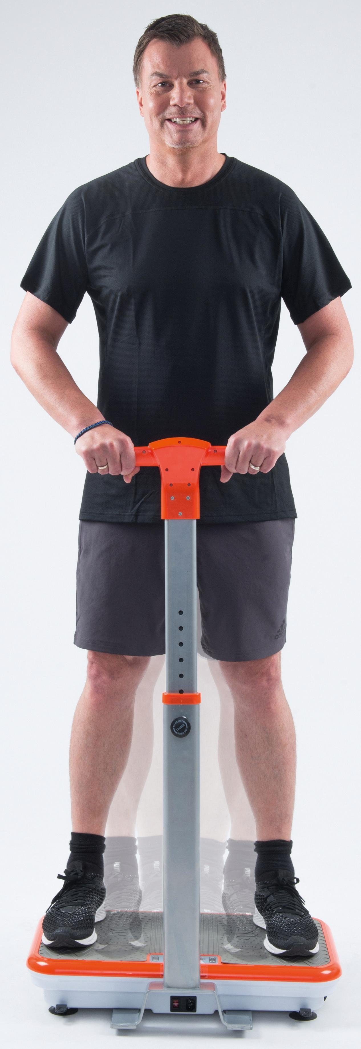 MediaShop Vibrationsplatte VIBROSHAPER, 200 W, 3 Intensitätsstufen, (Set, mit Trainingsbändern), mit abnehmbarer Haltestange