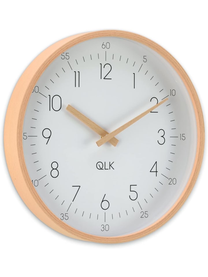 COFI 1453 Wanduhr mit Holzrahmen und Zeigern Ø31cm in Weiß günstig kaufen onesize