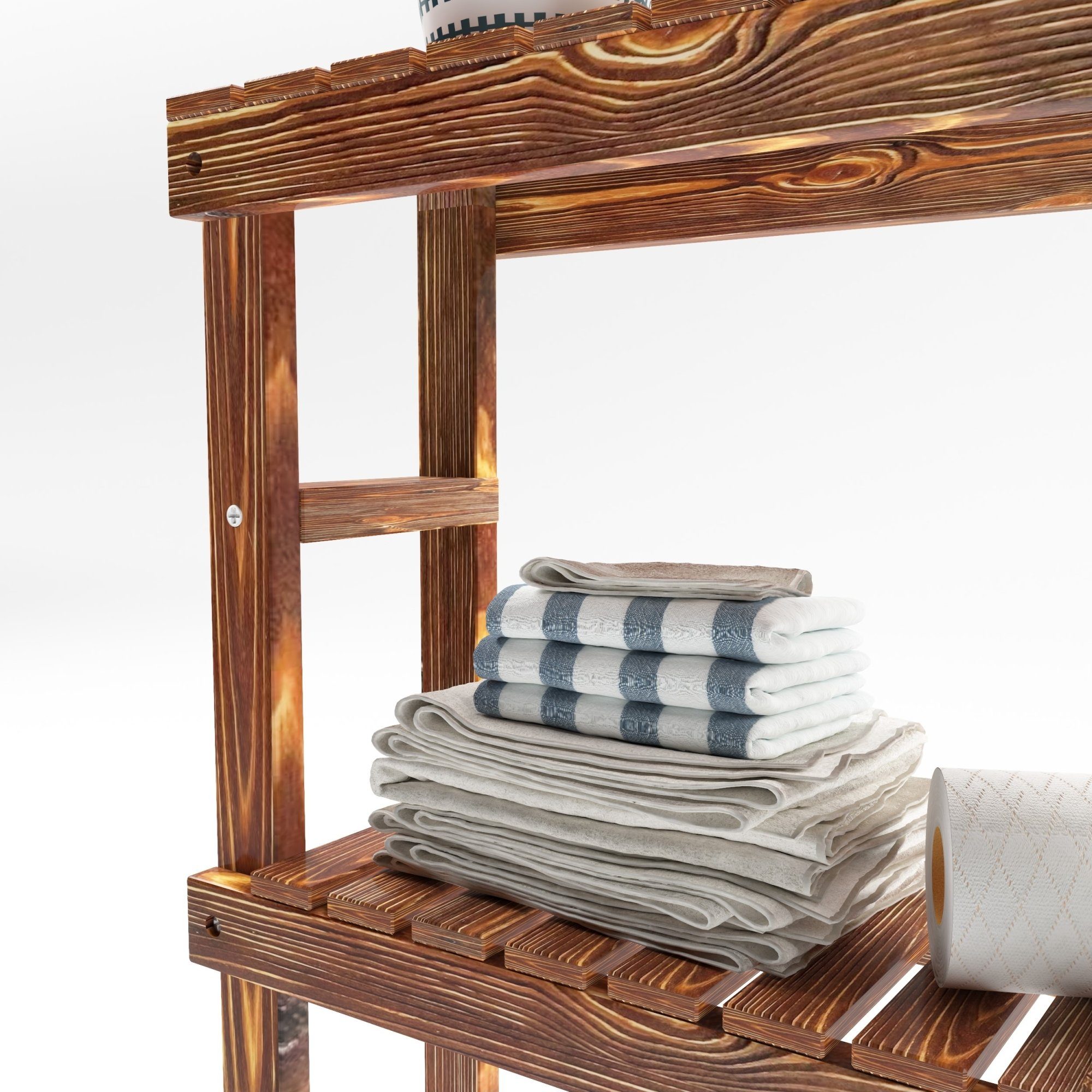 en.casa Waschmaschinenumbauschrank Kinnula Überbauregal Holz 2 Ablagen 120x70x20cm Dunkler Holzton