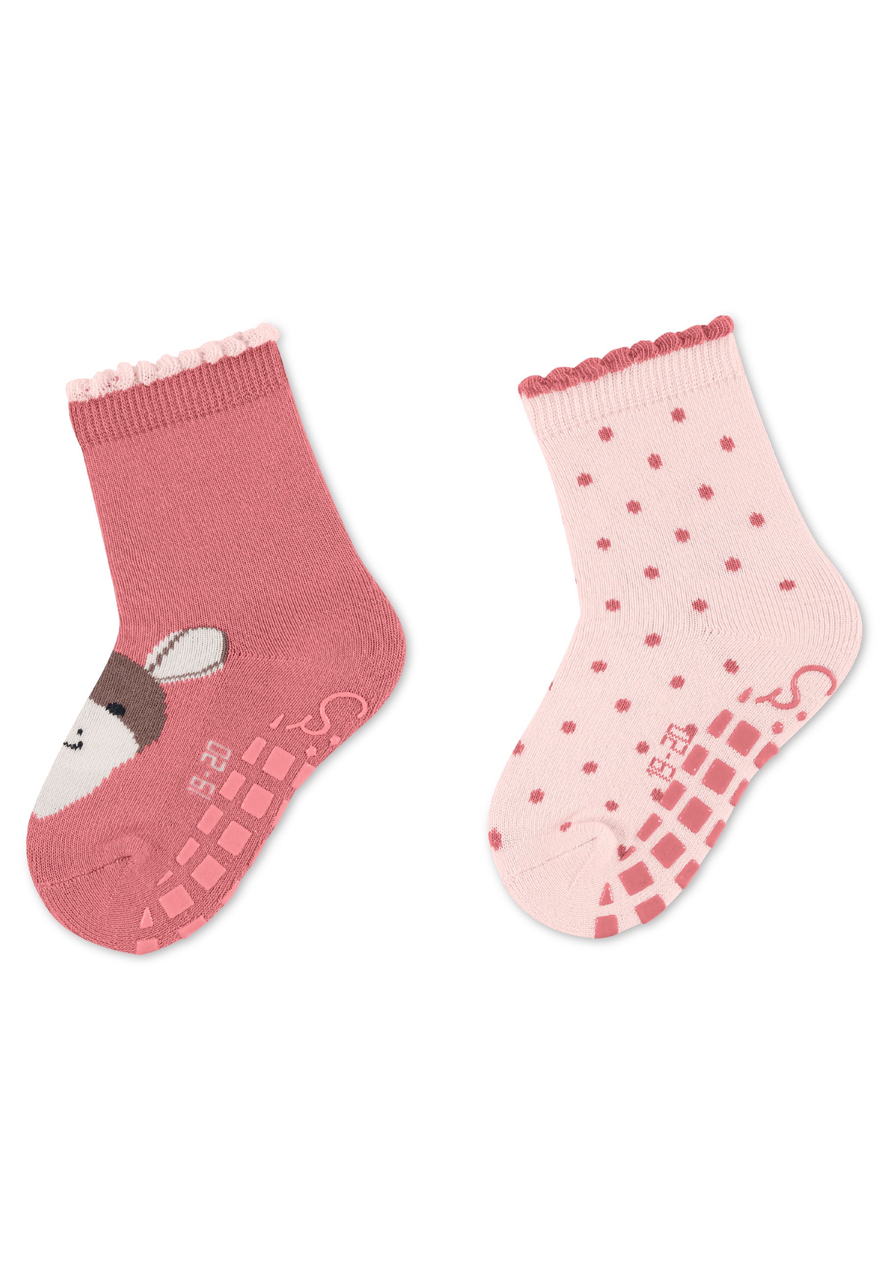 GOTS ABS-Socken 2er-Pack Esel Emmi Girl rosa