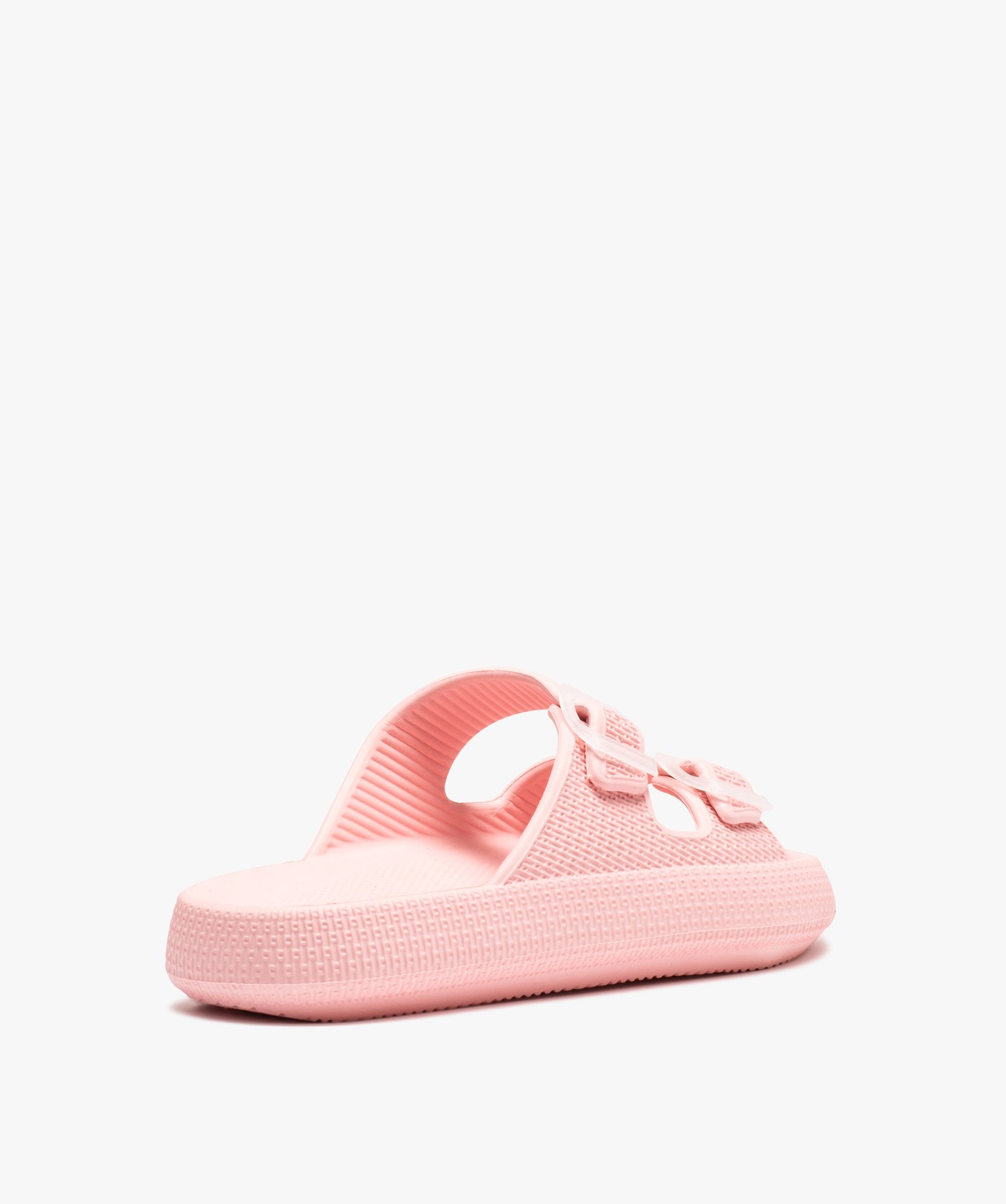 Mules de piscine femme unies à brides bouclées rose | GEMO