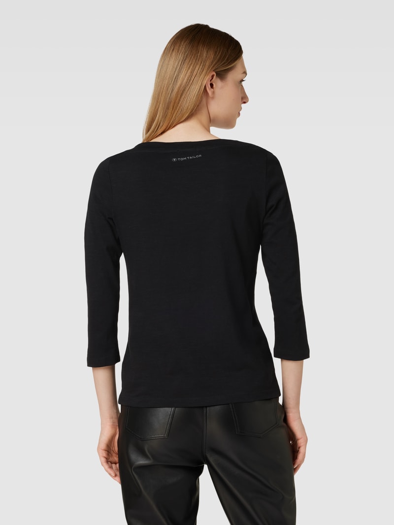 Longsleeve mit U-Boot-Ausschnitt in schwarz